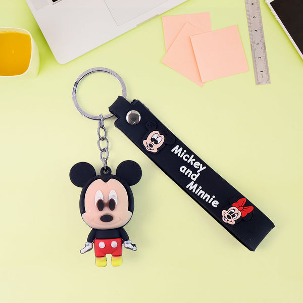 Cute Cartoon Silicone 3D Key Chain with Metal Hook & Strap (Pack of 1 / Mix Design)