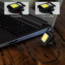 Mini Rechargeable Keychain Flashlight - 4 Light Modes with Folding Bracket & Magnetic Base